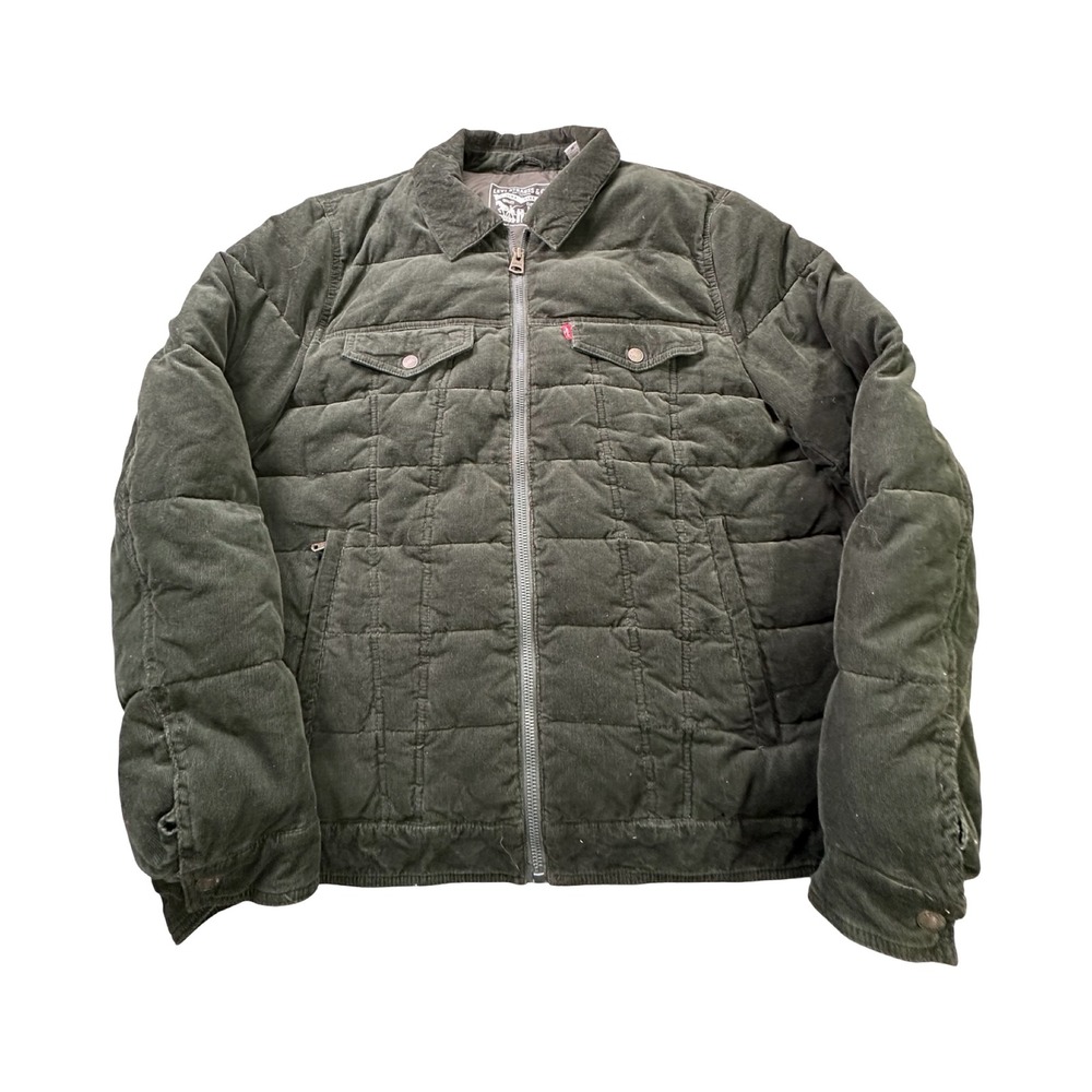 Levi's Jacket Mens M Green Puffer Corduroy Streetwear